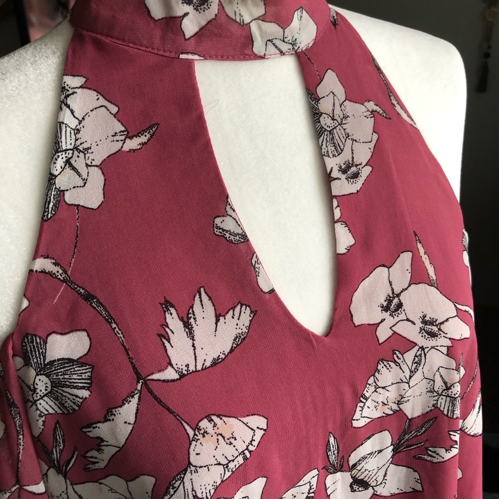 Big Strike USA By HS- Mauve Flowered Cold Shoulder